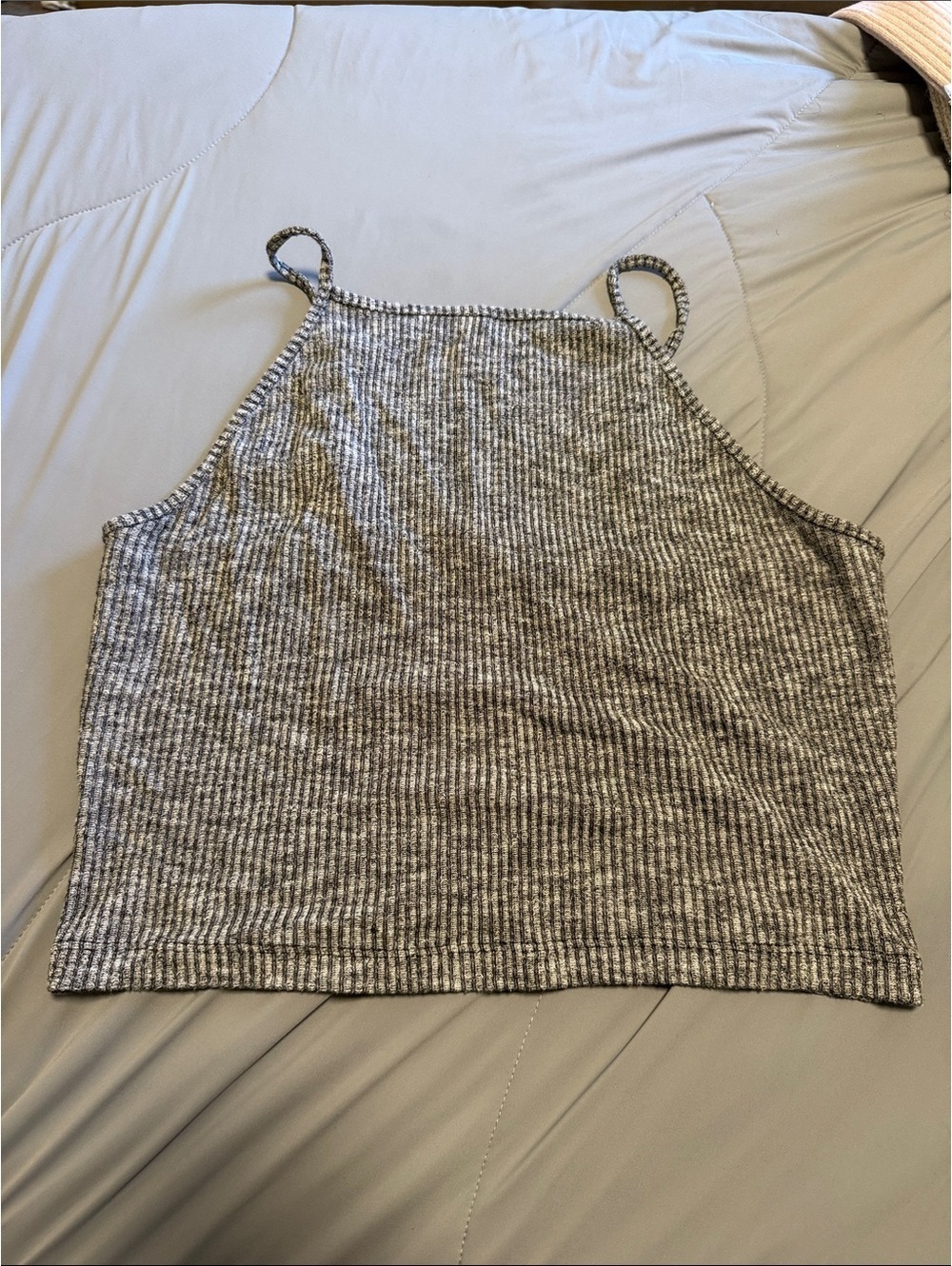 Garage Gray Ribbed Knit Cropped Tank Top